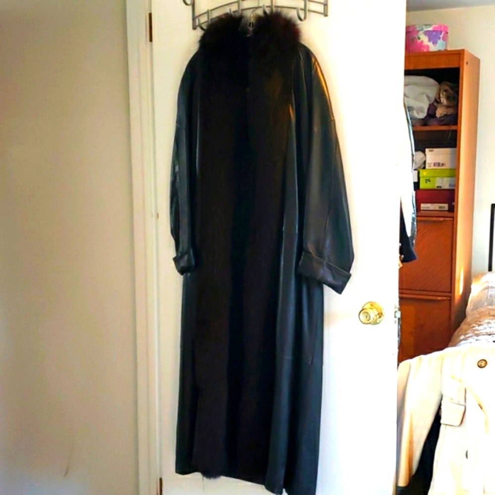 Leather and fur coat